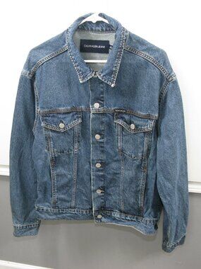Calvin Klein Men's Blue Denim Button Front Jean Jacket Size Large